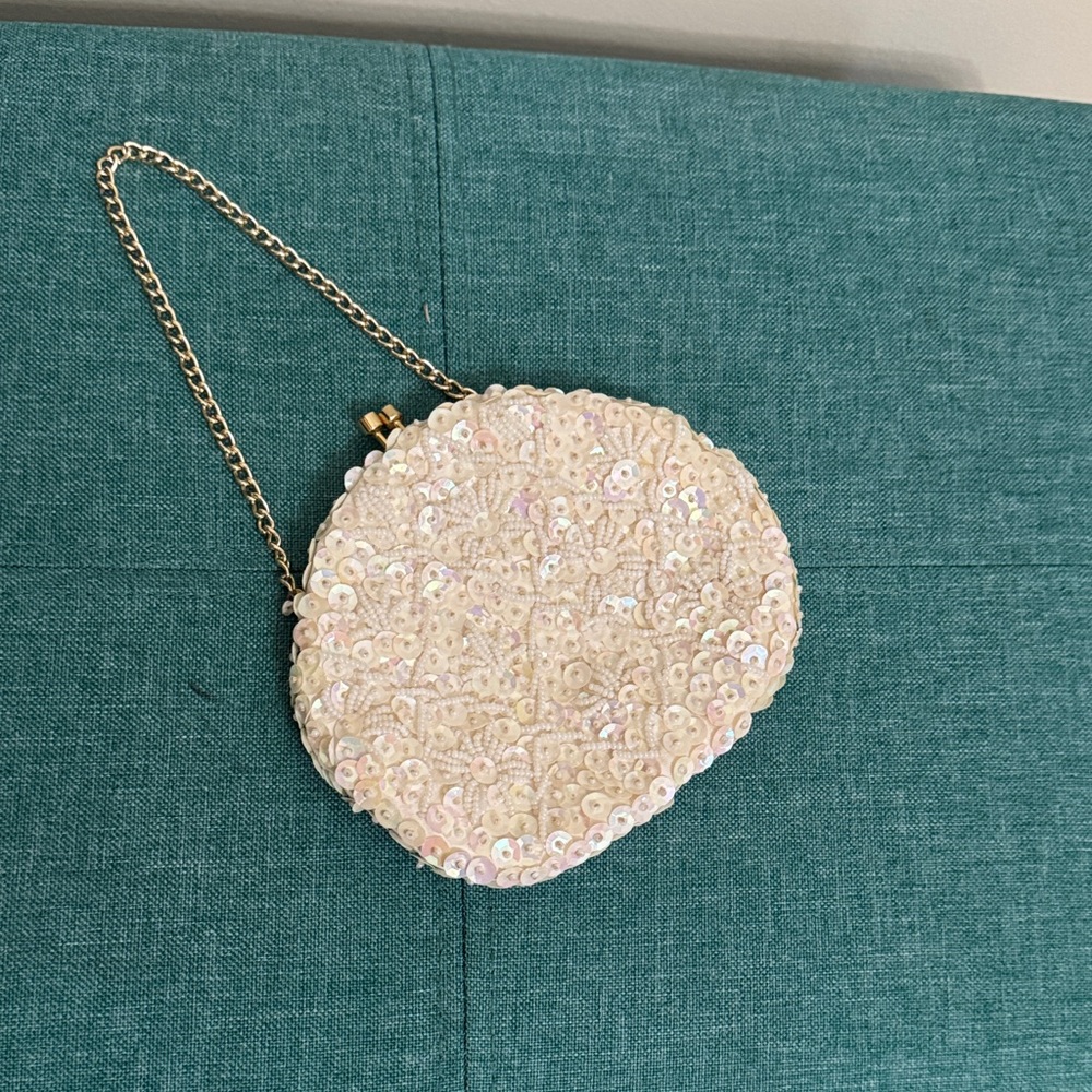 Vintage Elegant Cream Sequin mini purse